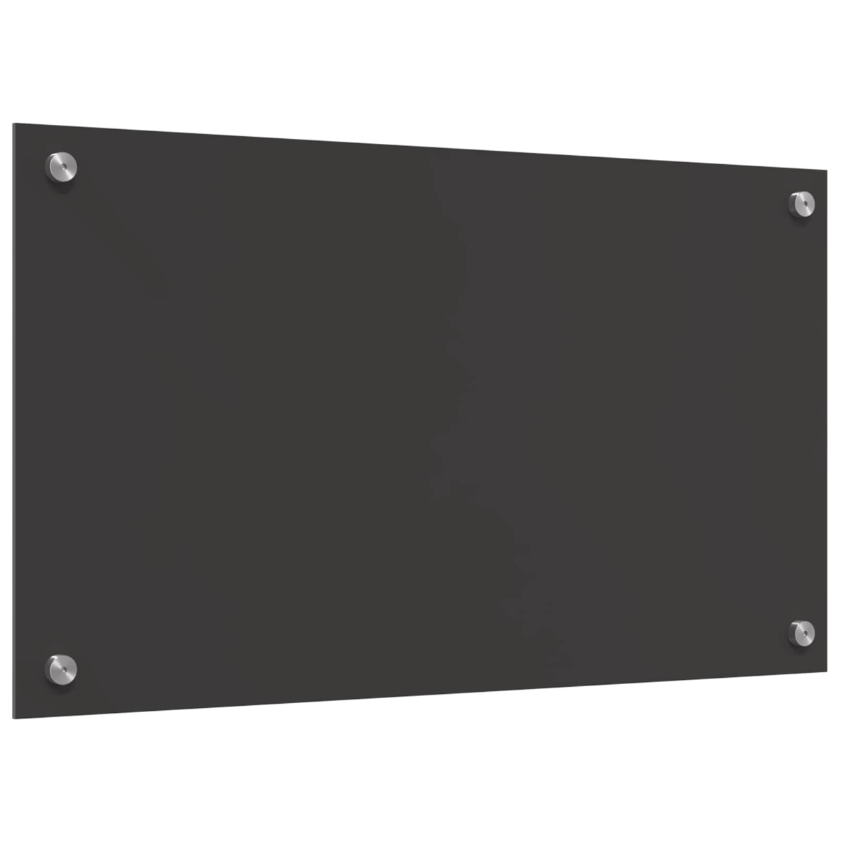 Eine dunkle rechteckige Tafel, befestigt mit vier silbernen Schrauben an den Ecken.