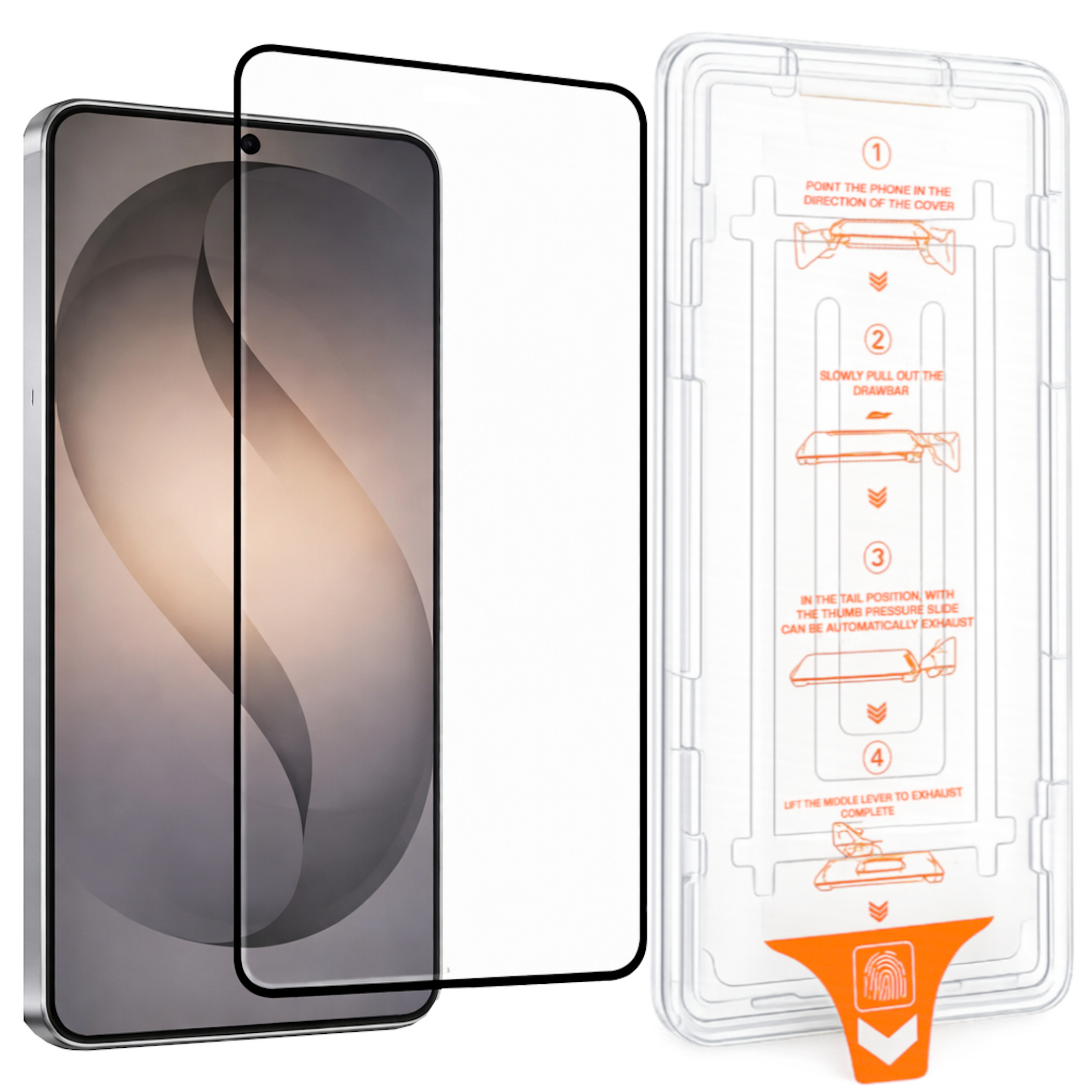 Ein Smartphone-Schutzglas und eine Installationshilfe.