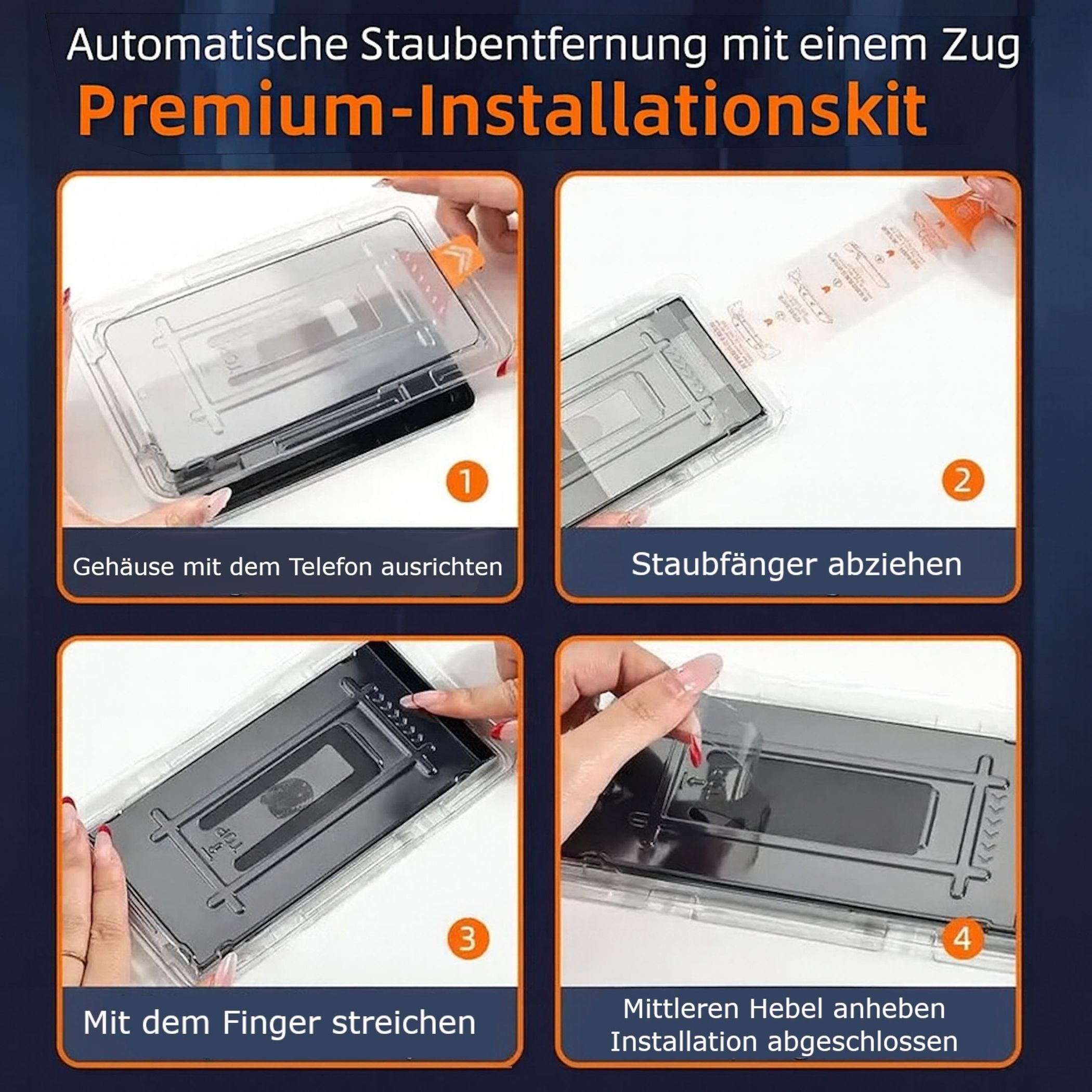 Anleitung für ein Premium-Installationskit in vier Schritten.