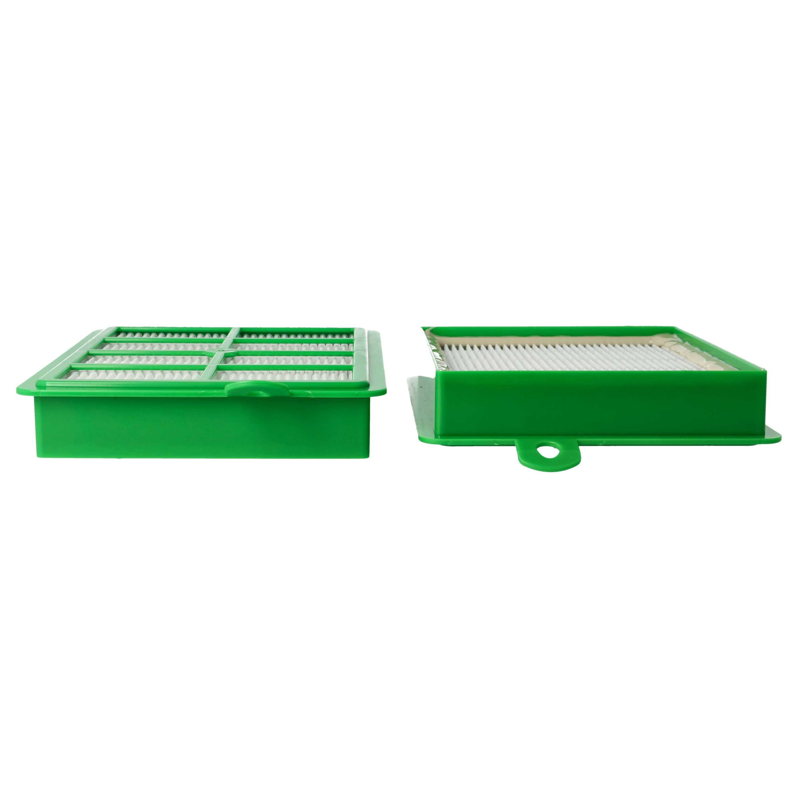 Zwei grüne Filter mit weißem Lamellen-Design.