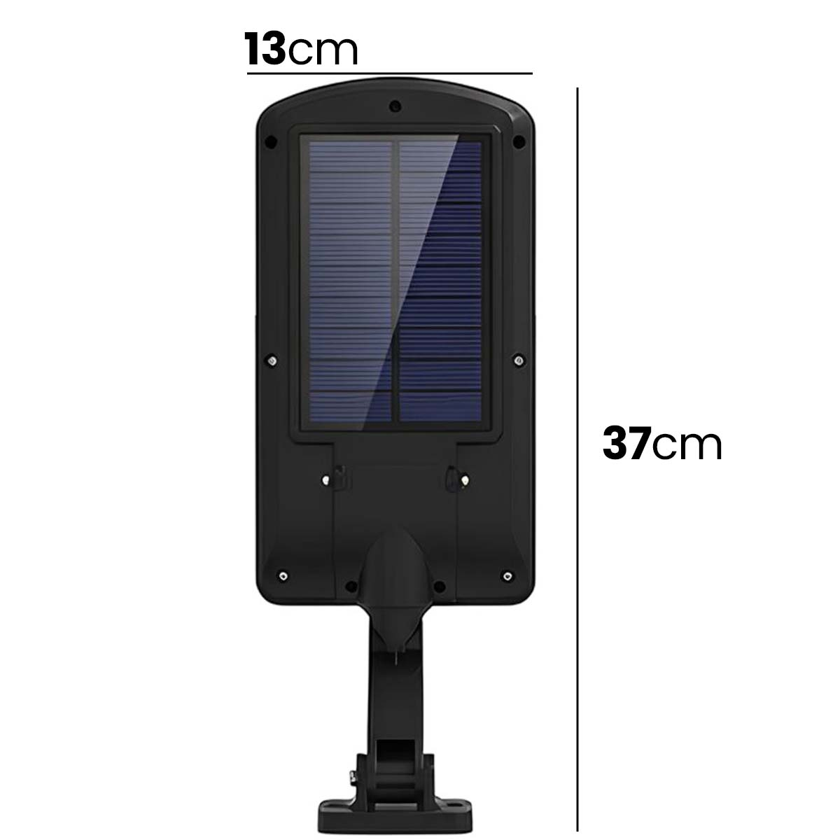 Schwarze Solarlampe mit blauem Panel, 13x37cm.