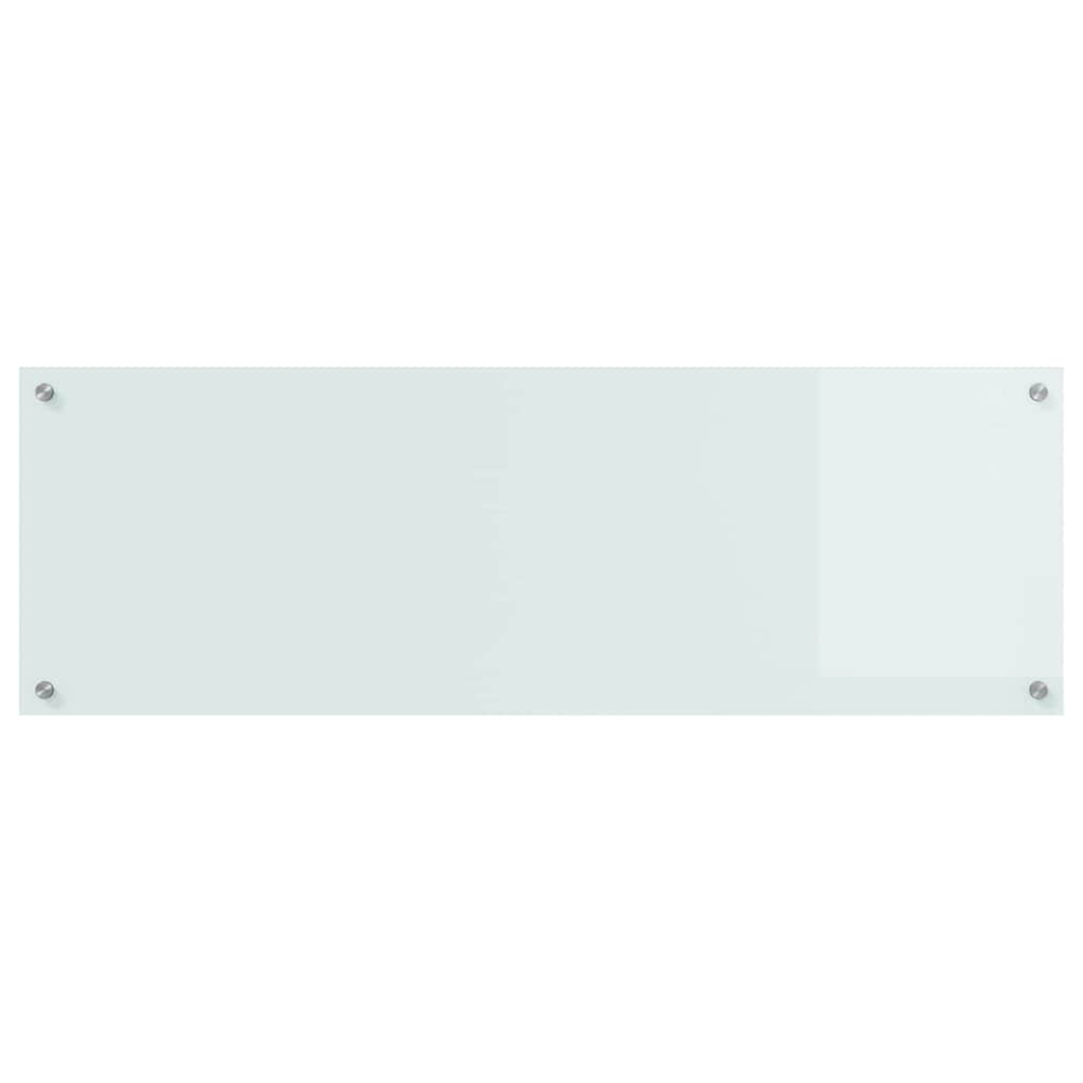 Eine weiße Glasplatte mit vier silbernen Schrauben an den Ecken.