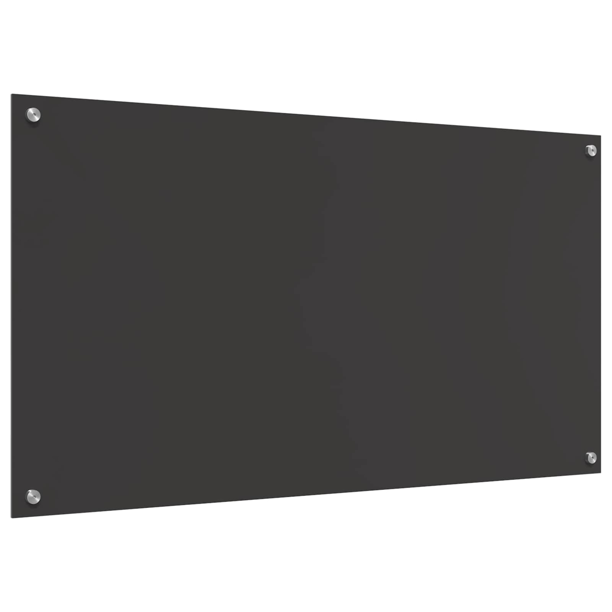 Un tablero rectangular oscuro con cuatro tornillos en las esquinas.