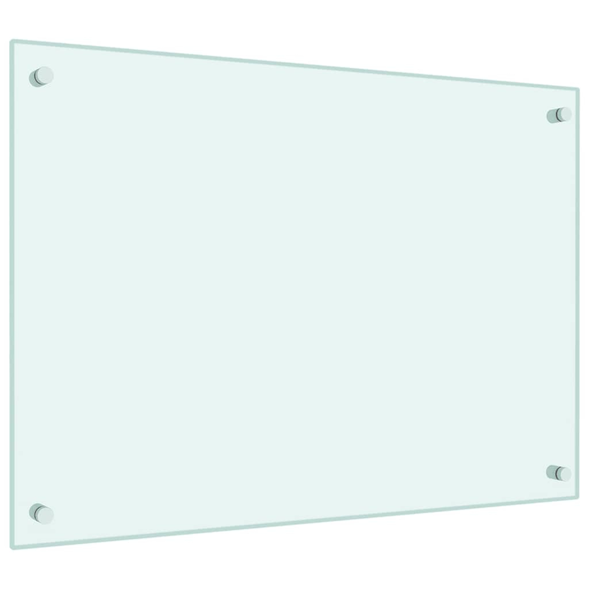 Un panel de vidrio transparente, fijado con cuatro tornillos plateados. Minimalista.