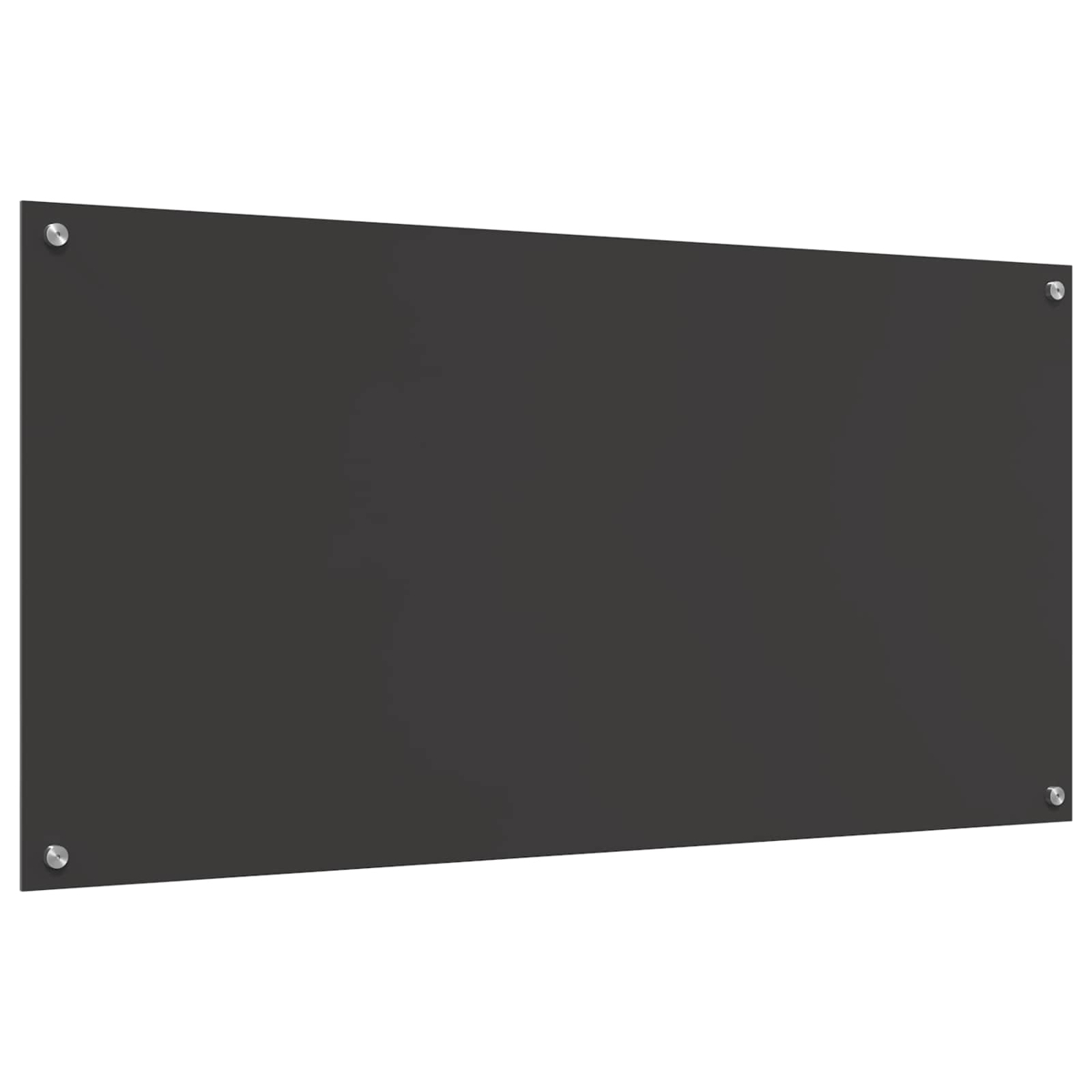 Eine dunkle, rechteckige Tafel mit silbernen Schrauben an den Ecken.