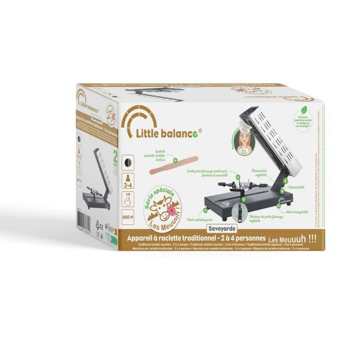 Verpackung einer Little Balance Raclette-Maschine für 2-4 Personen.