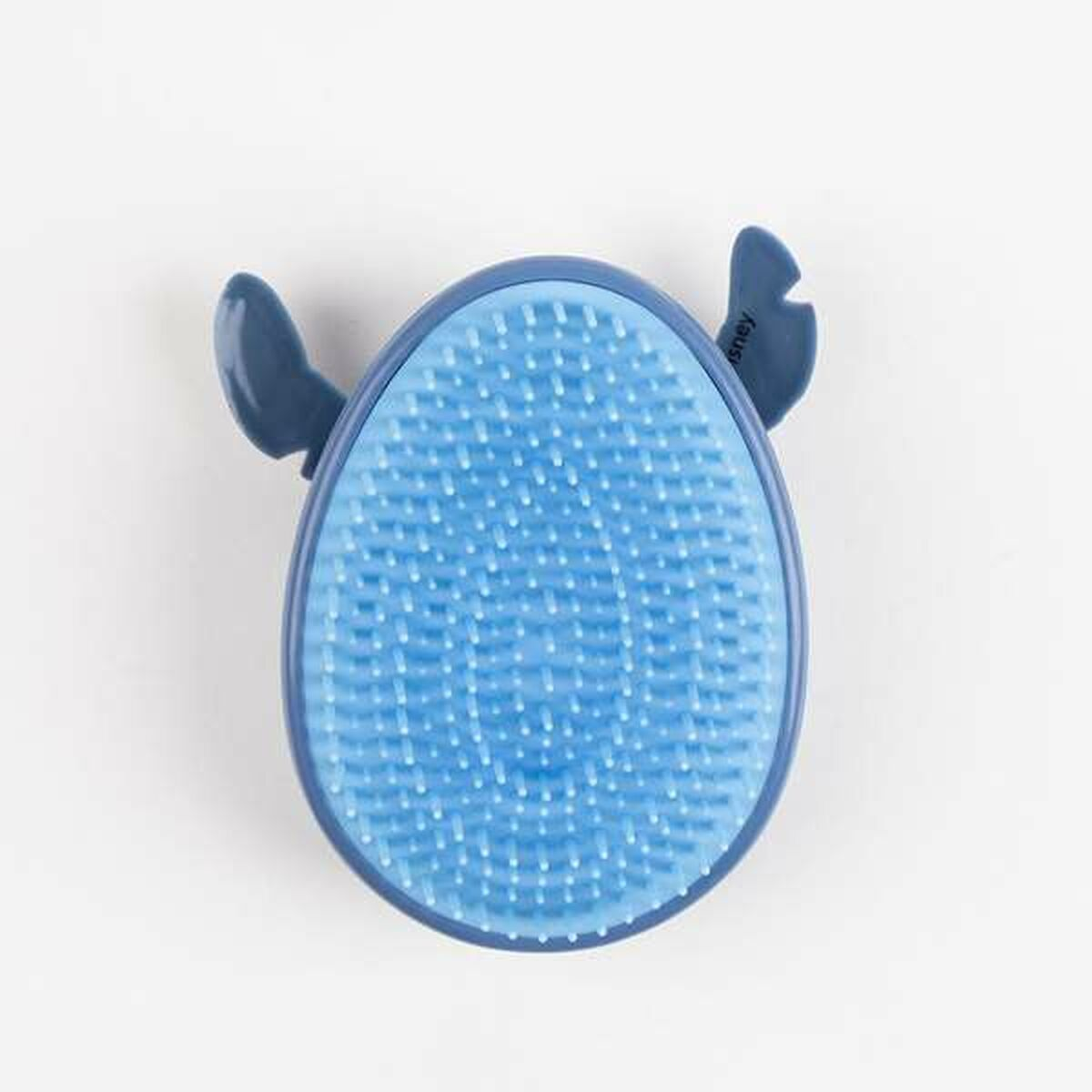 Spazzola per capelli blu Stitch con orecchie e logo Disney.