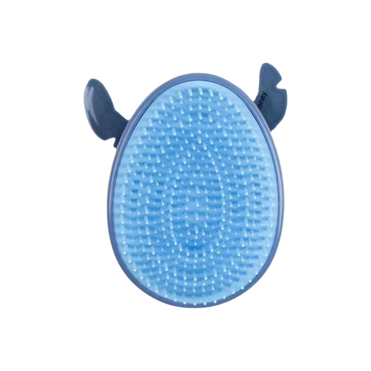 Una spazzola blu con orecchie di Stitch e perni sulla superficie.