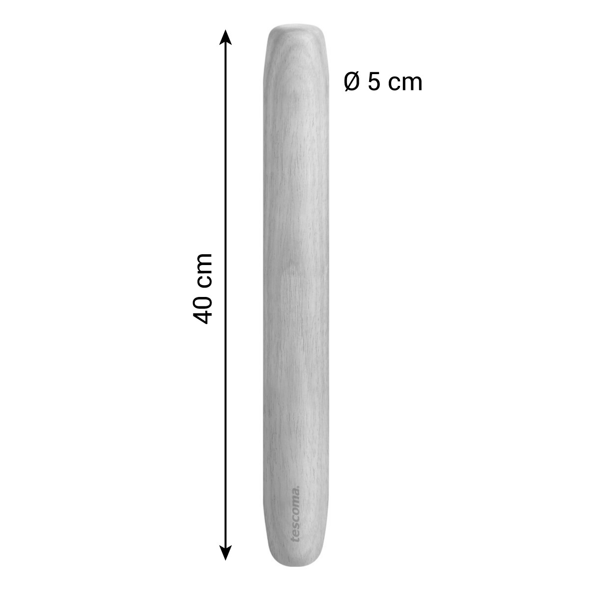 Holz-Nudelholz, 40 cm lang, 5 cm Durchmesser.