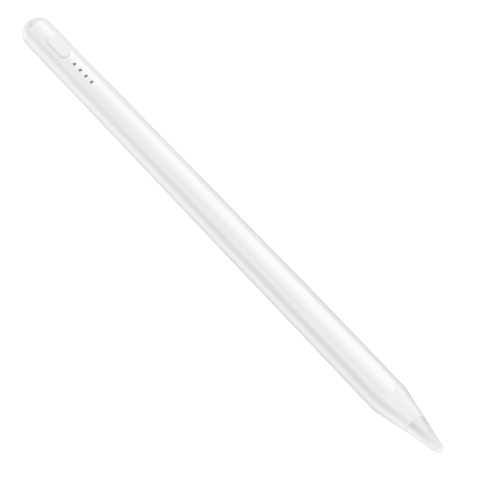 Uno stilo bianco ed elegante con quattro piccole luci di ricarica.