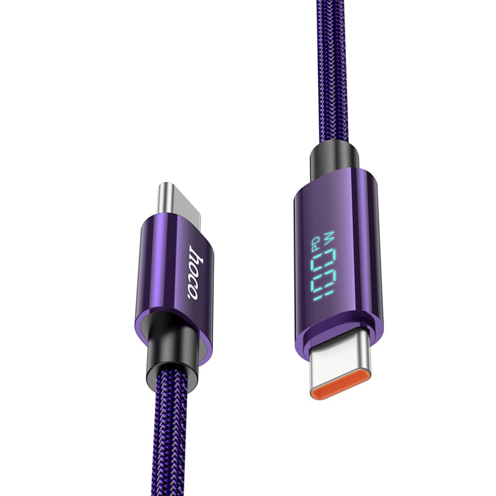 HOCO U125 Benefit Type-C to Type-C 100W PD 1.2M Şarj Kablosu Mor
