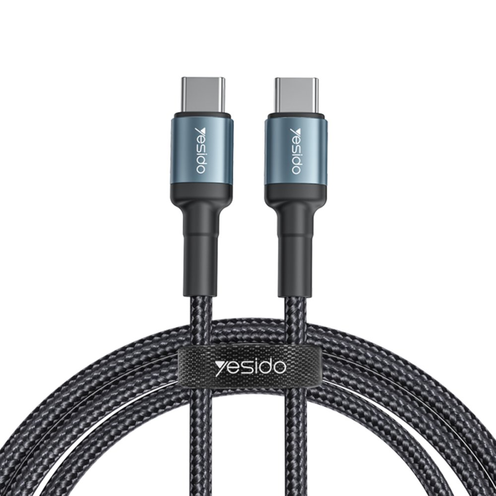 YESIDO CA78 Hasırlı Type-C to Type-C 60W PD Hızlı Şarj Kablosu Siyah