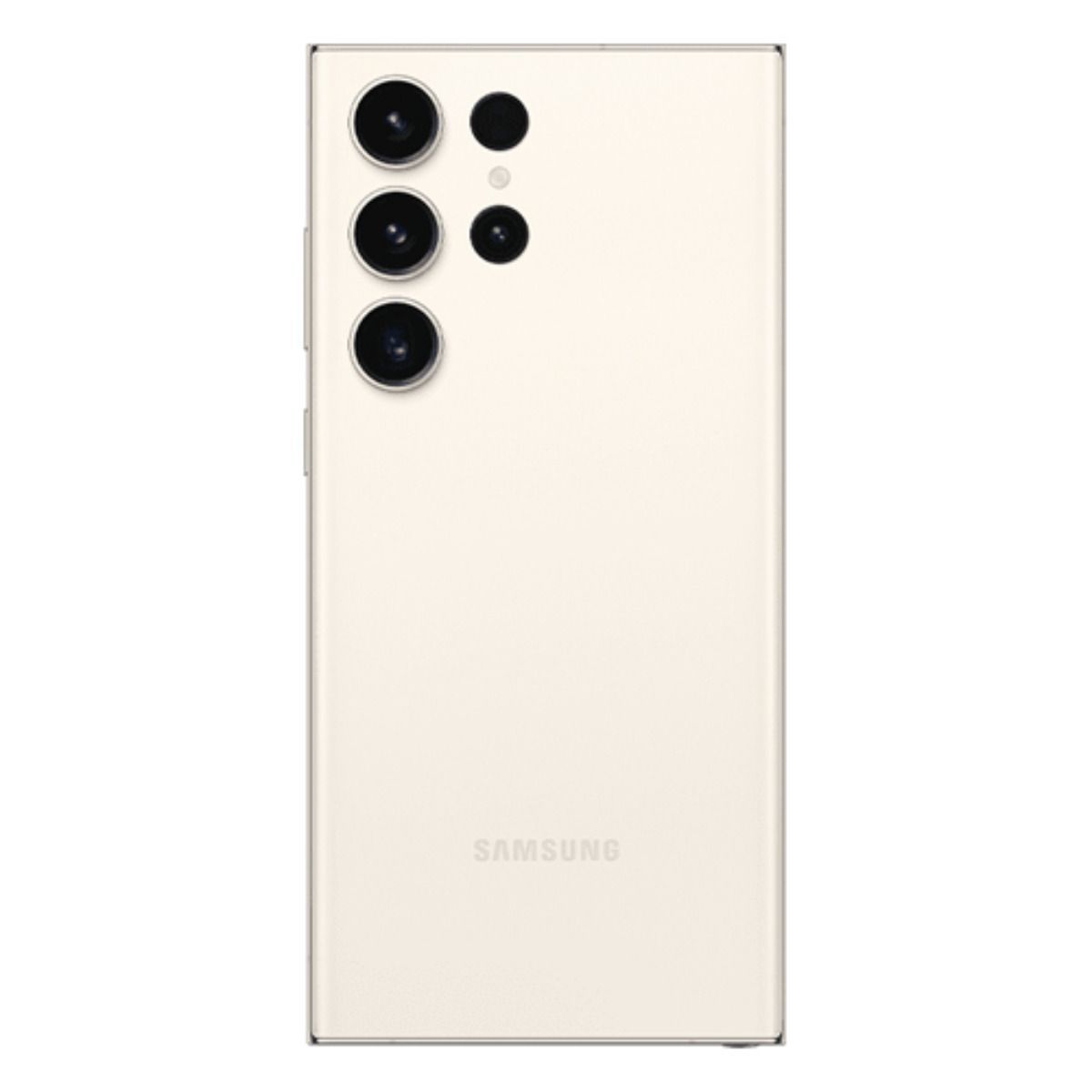 Il retro di uno smartphone Samsung color crema con quattro obiettivi.
