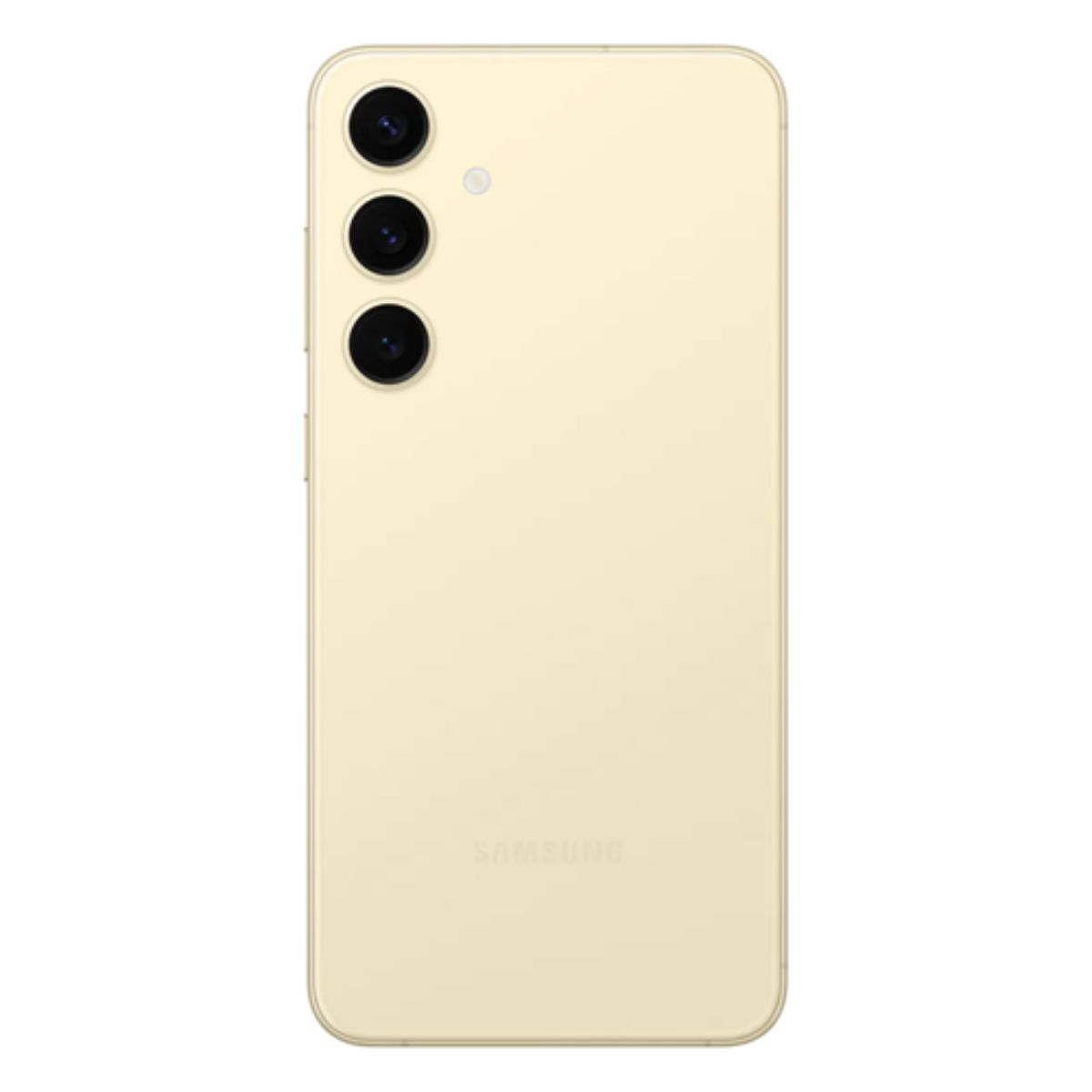 Rückseite eines goldfarbenen Samsung-Smartphones mit drei Kameralinsen und "Samsung"-Logo.