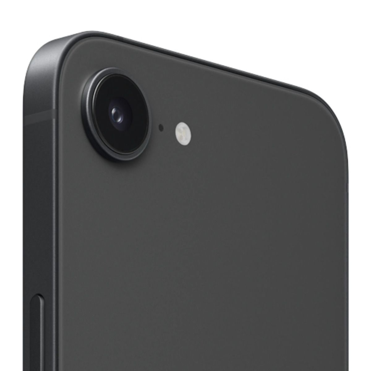 Primo piano del retro di uno smartphone scuro, con obiettivo e flash.