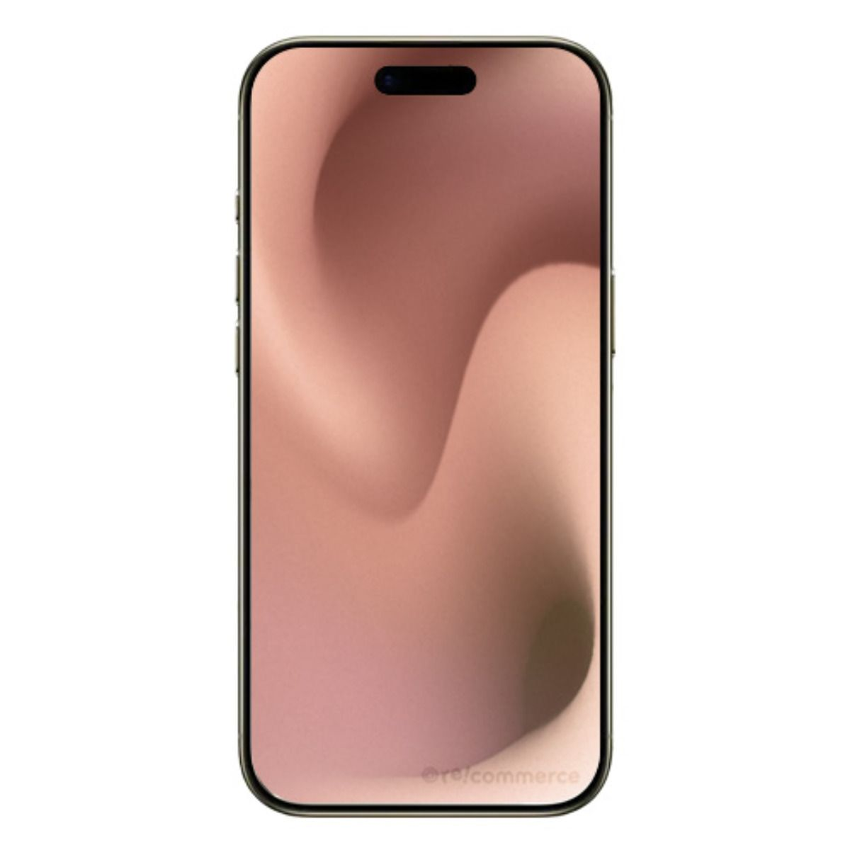 Ein Smartphone mit einem rosa-goldenen Hintergrund und einer Notch.