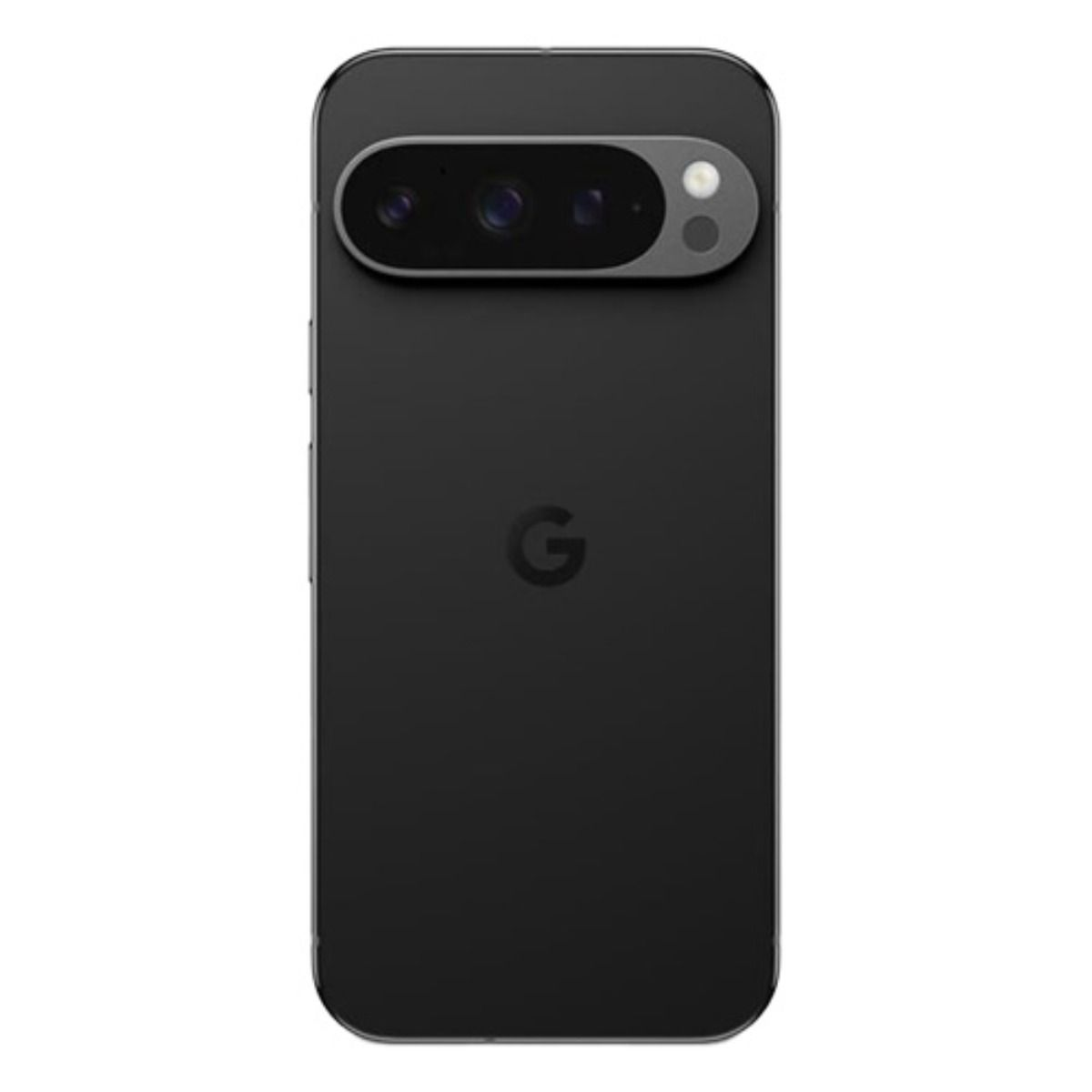 Rückseite eines schwarzen Google Pixel Smartphones mit Kameralinse und G-Logo.