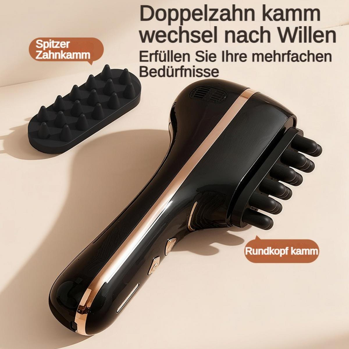 Schwarzer Kammaufsatz mit Roségold-Akzenten und separatem Bürstenaufsatz.