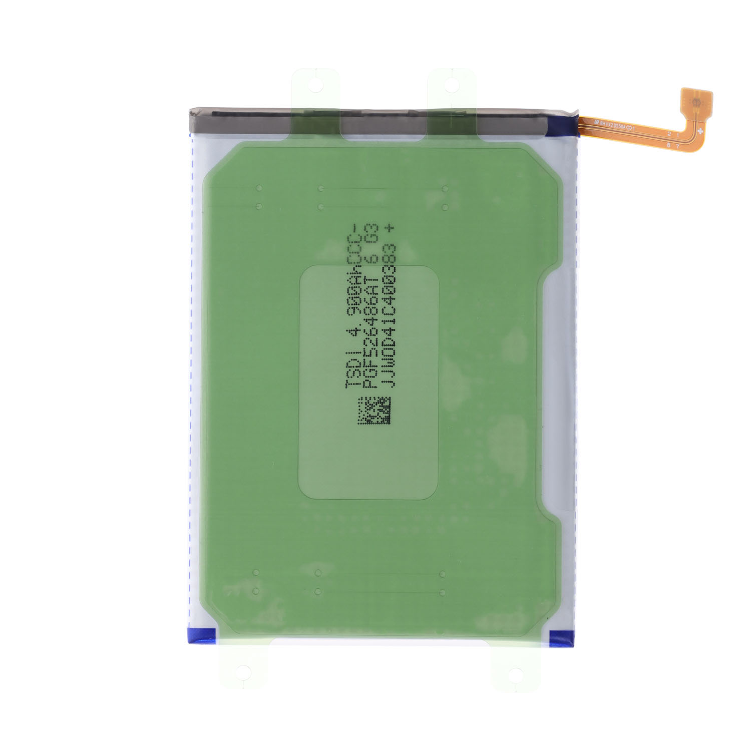 Grüne Batterie mit Anschlusskabel. Beschriftung: TSD1 4.900MAH CC+