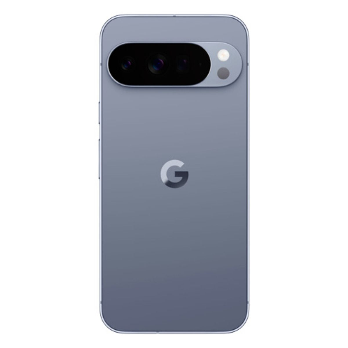 Uno smartphone Google Pixel blu con tre fotocamere e un logo G.