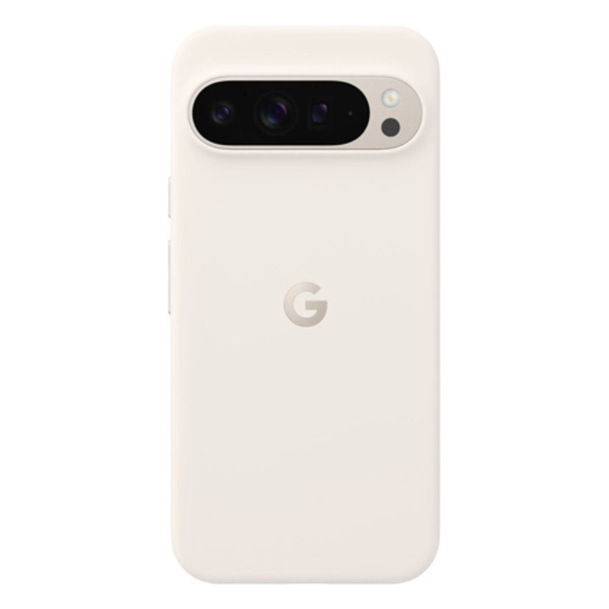 Ein hellbeiges Google Pixel 8 Pro Handy mit Kamerasystem und Google-Logo.