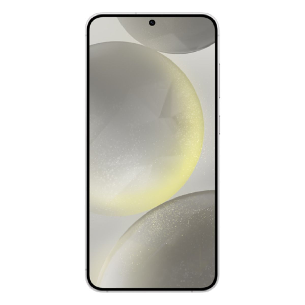 Ein modernes Smartphone mit einem großen Bildschirm, der eine abstrakte Grafik mit Kreisen anzeigt.