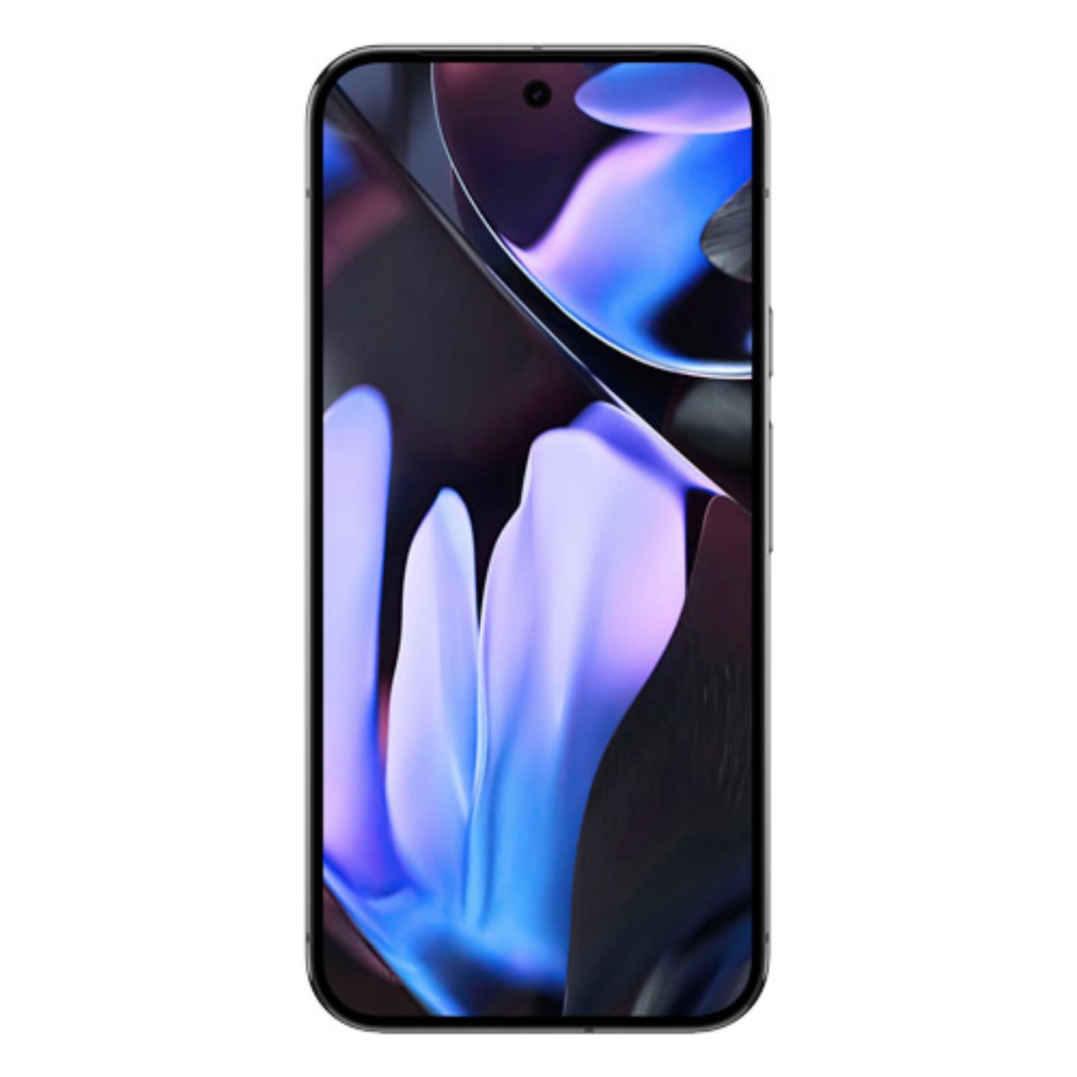 Ein Smartphone mit einem abstrakten, blauen und violetten Hintergrundbild.