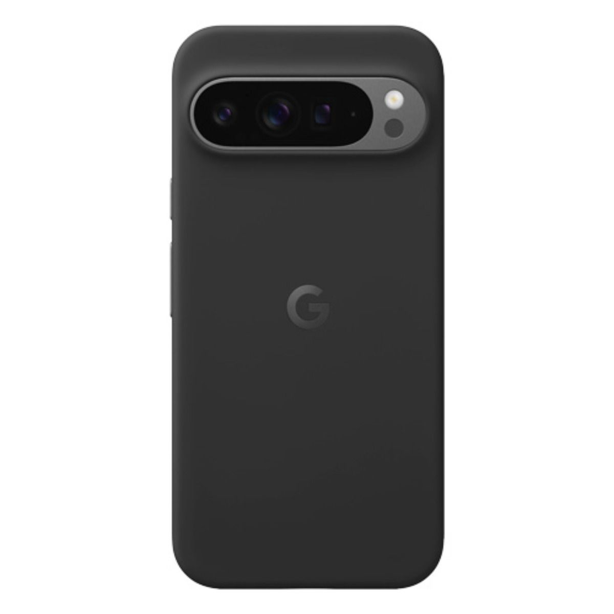 Schwarze Handyhülle mit Google-Logo und Kamerainsel.
