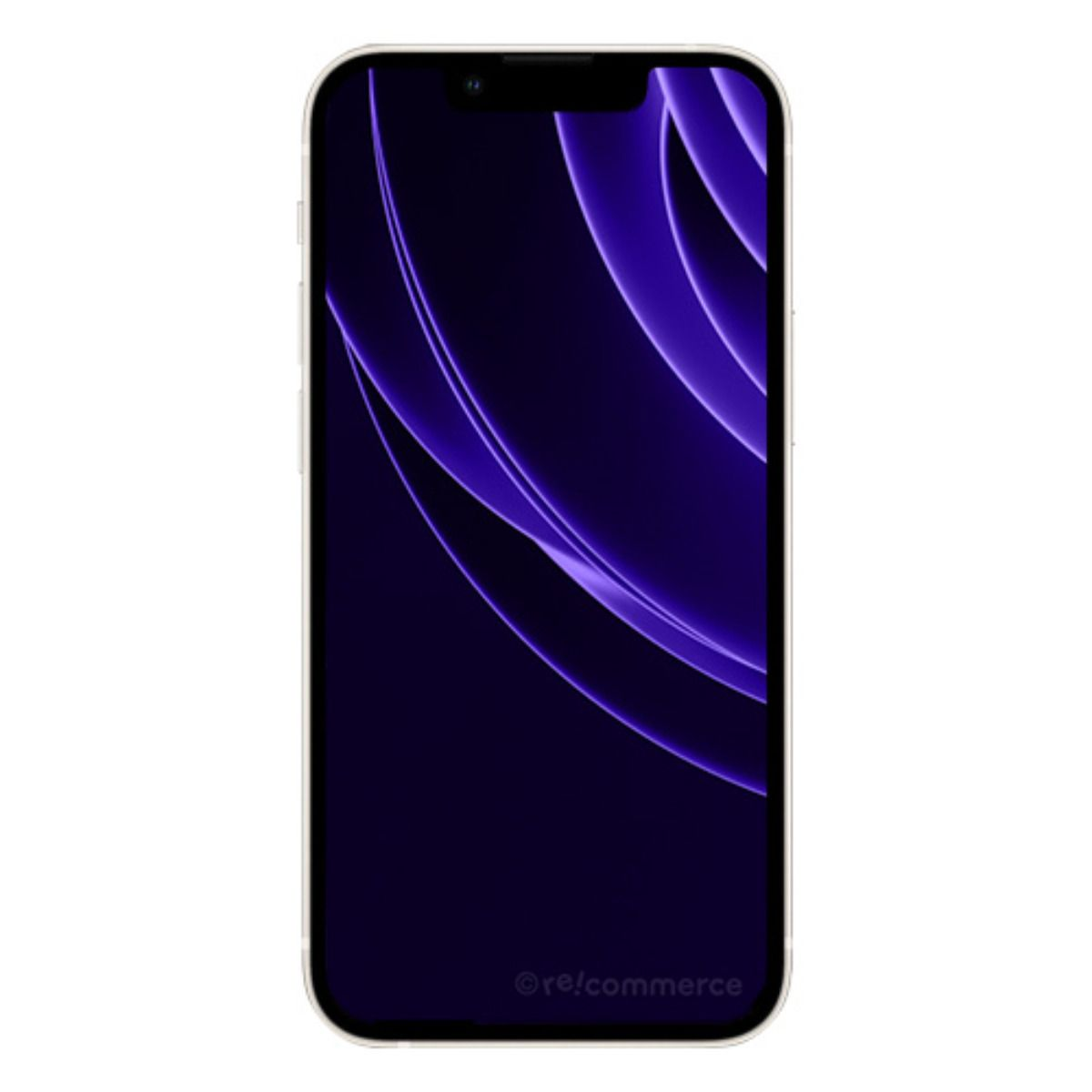 Un smartphone affichant des lignes violettes sur fond sombre. Une encoche est visible.