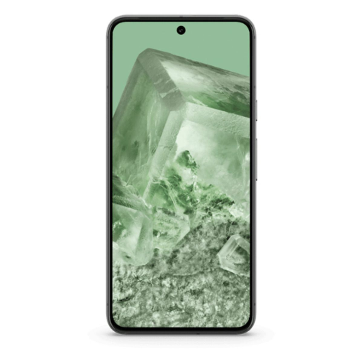 Ein Smartphone zeigt einen grünen Kristall auf seinem Bildschirm.