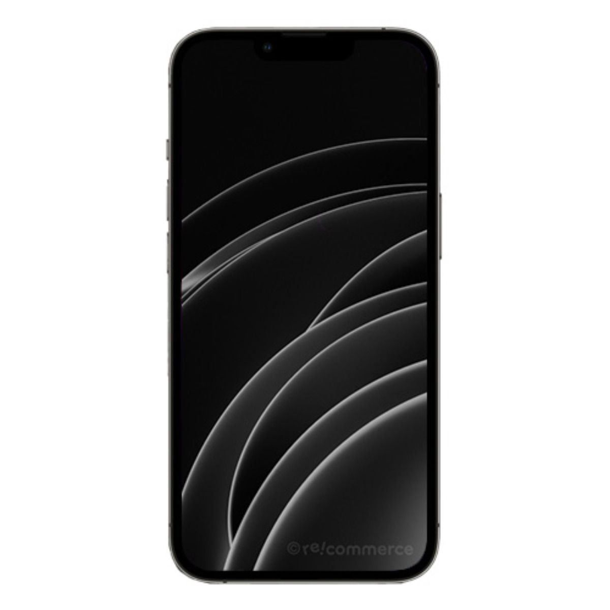 Schwarzes Smartphone mit einem abstrakten, geschwungenen Hintergrund auf dem Bildschirm.