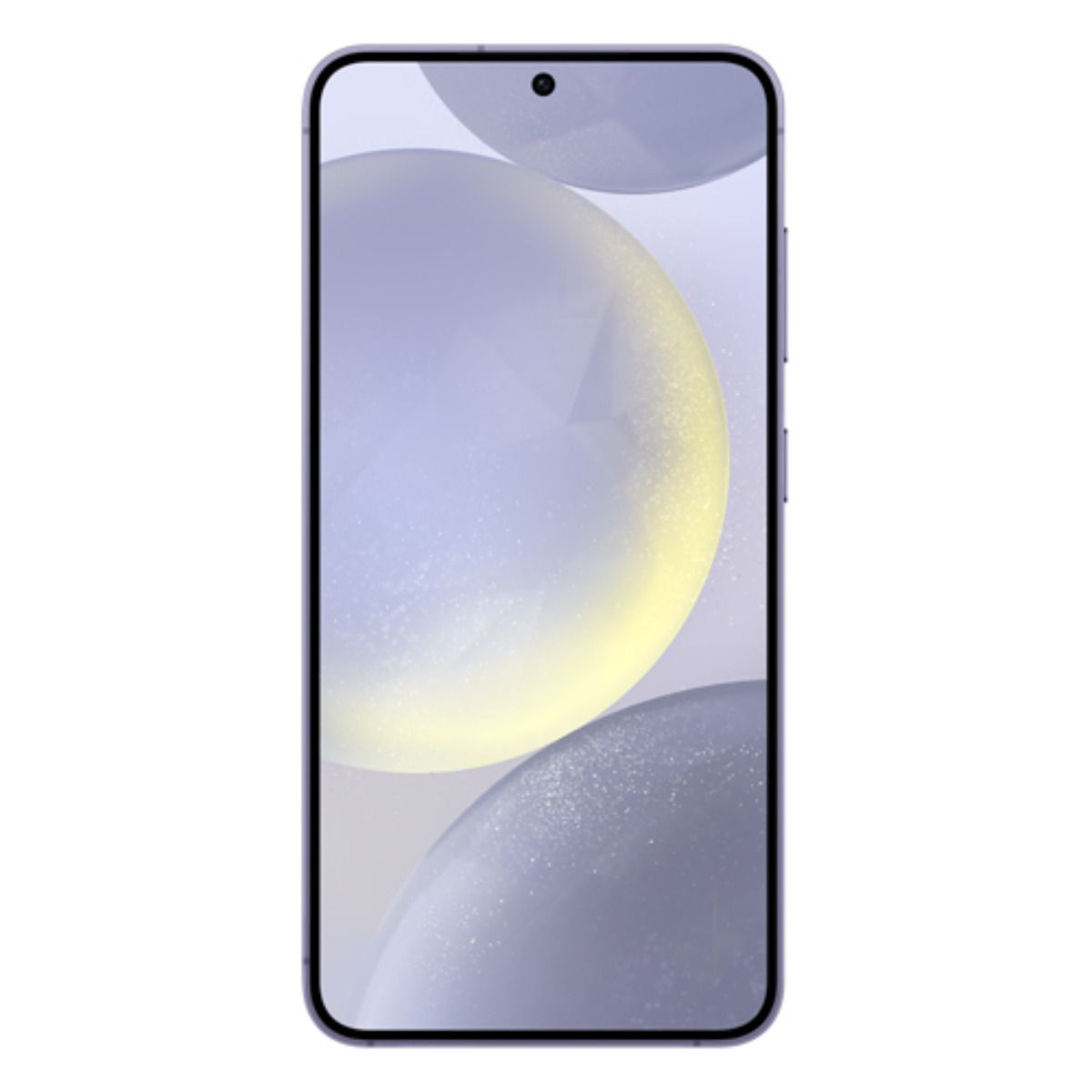 Ein violettes Smartphone mit einem minimalistischen Hintergrund.