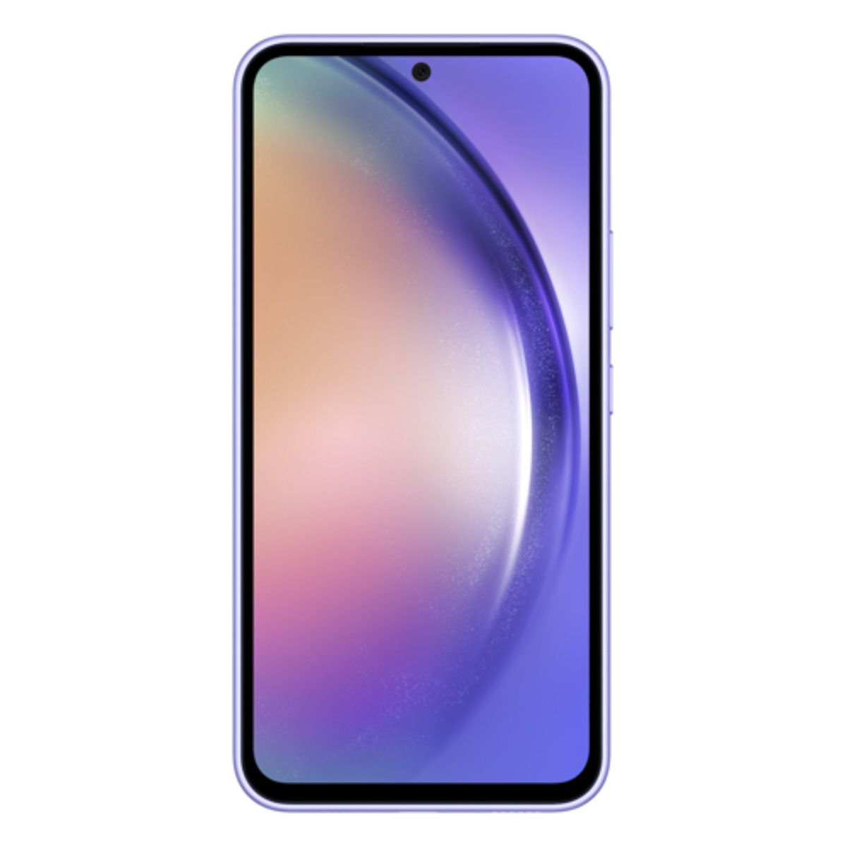 Ein lila Smartphone mit einem Farbverlauf-Hintergrund auf dem Bildschirm.