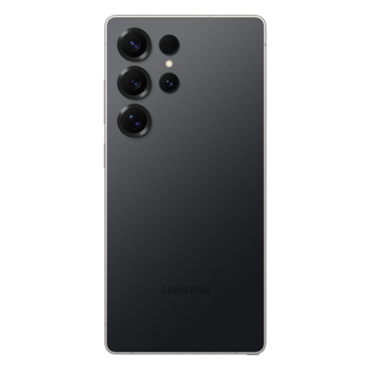 Arrière d'un smartphone Samsung noir avec quatre objectifs et un flash.