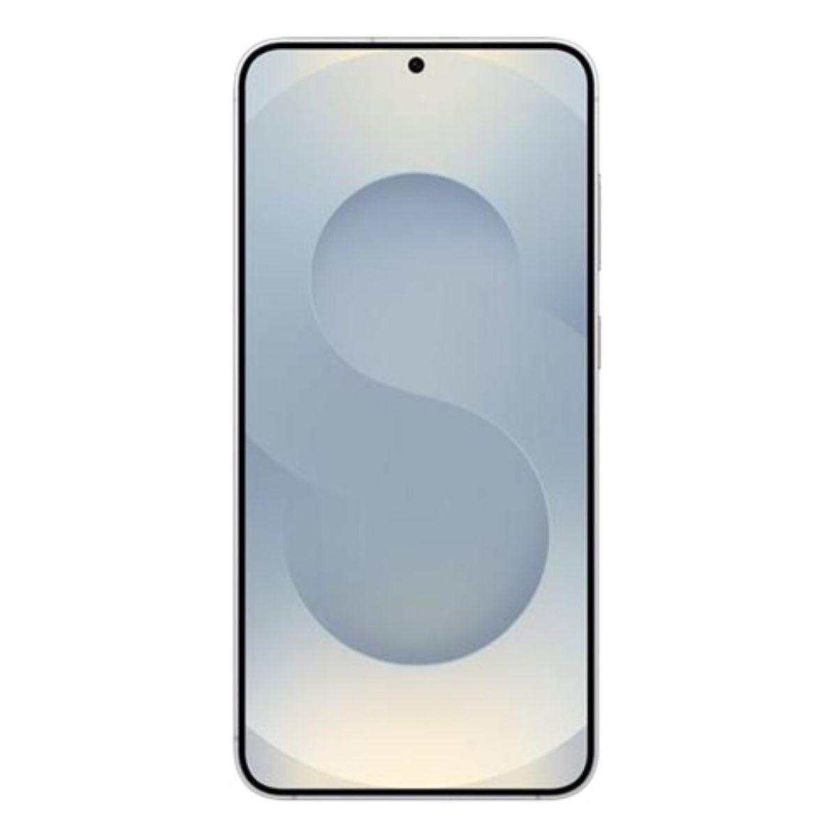 Ein schlankes Smartphone mit einem grauen Hintergrund und einem S-förmigen Muster.