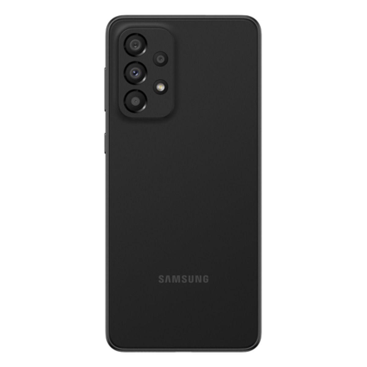 Arrière d'un smartphone Samsung noir avec quadruple appareil photo.