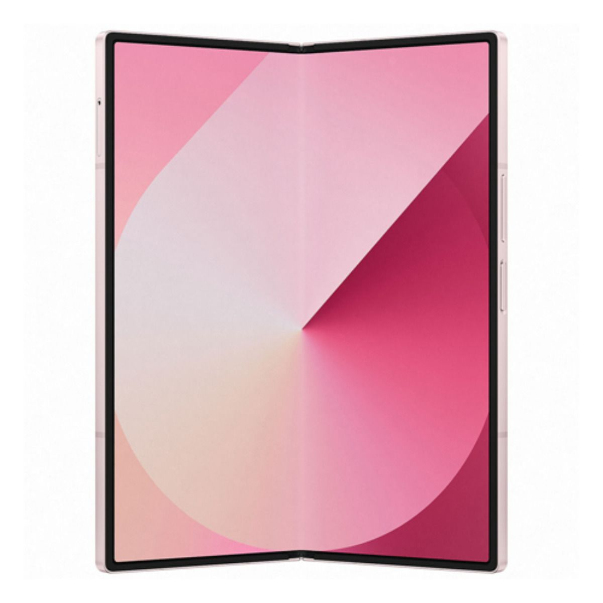 Ein rosa faltbares Smartphone mit abstraktem Hintergrund.
