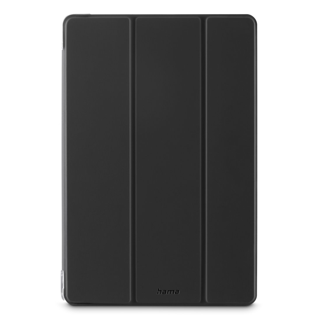 Czarna obudowa na tablet z trzema pionowymi zagięciami.