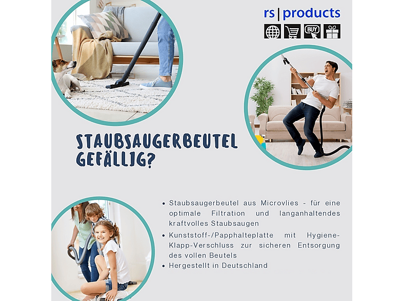 RS-PRODUCTS 30x Staubsaugerbeutel passend für Miele 10408410 XXL-Pack GN Staubsaugerbeutel