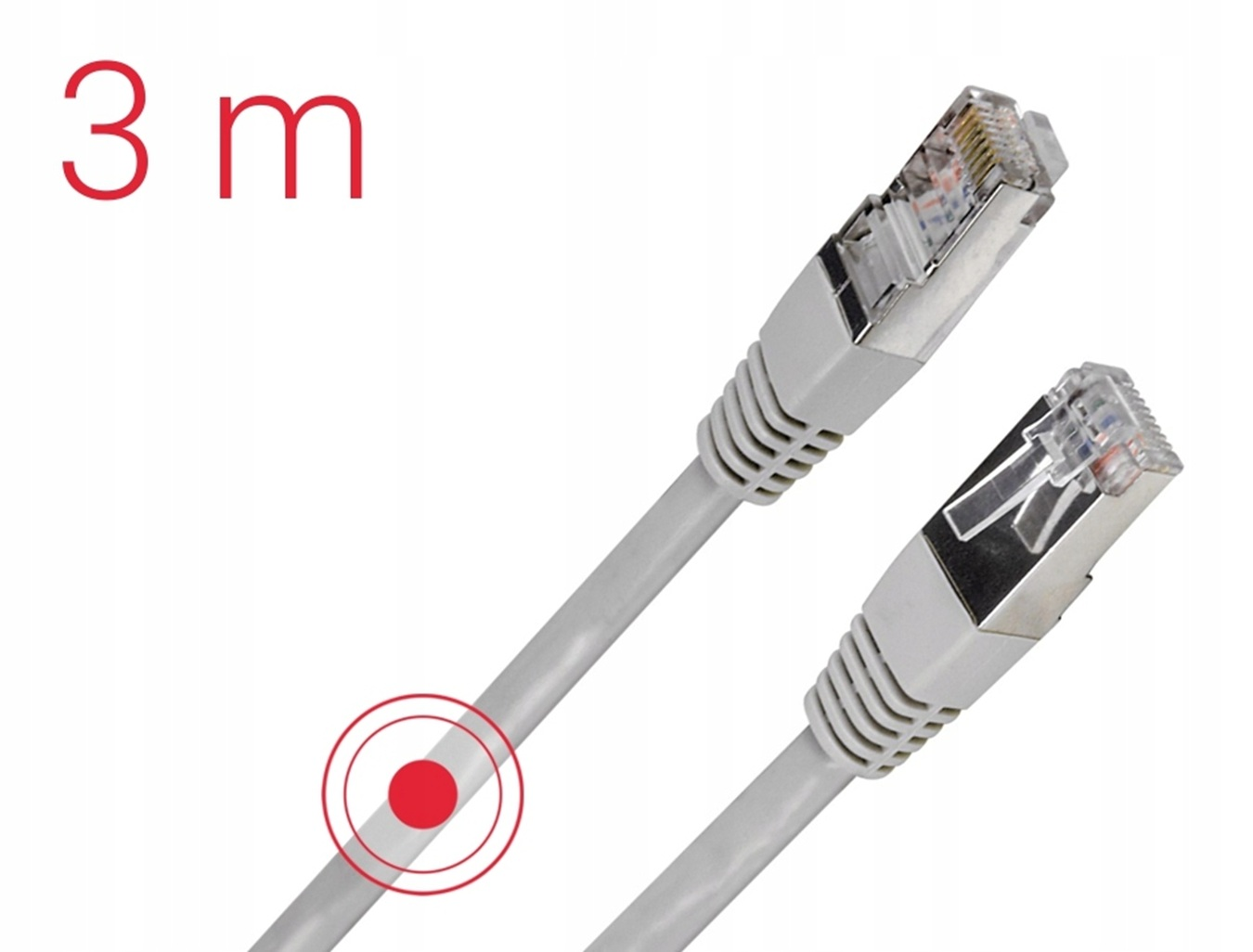 Two gray network cables with silver connectors. "3 m" in the background.