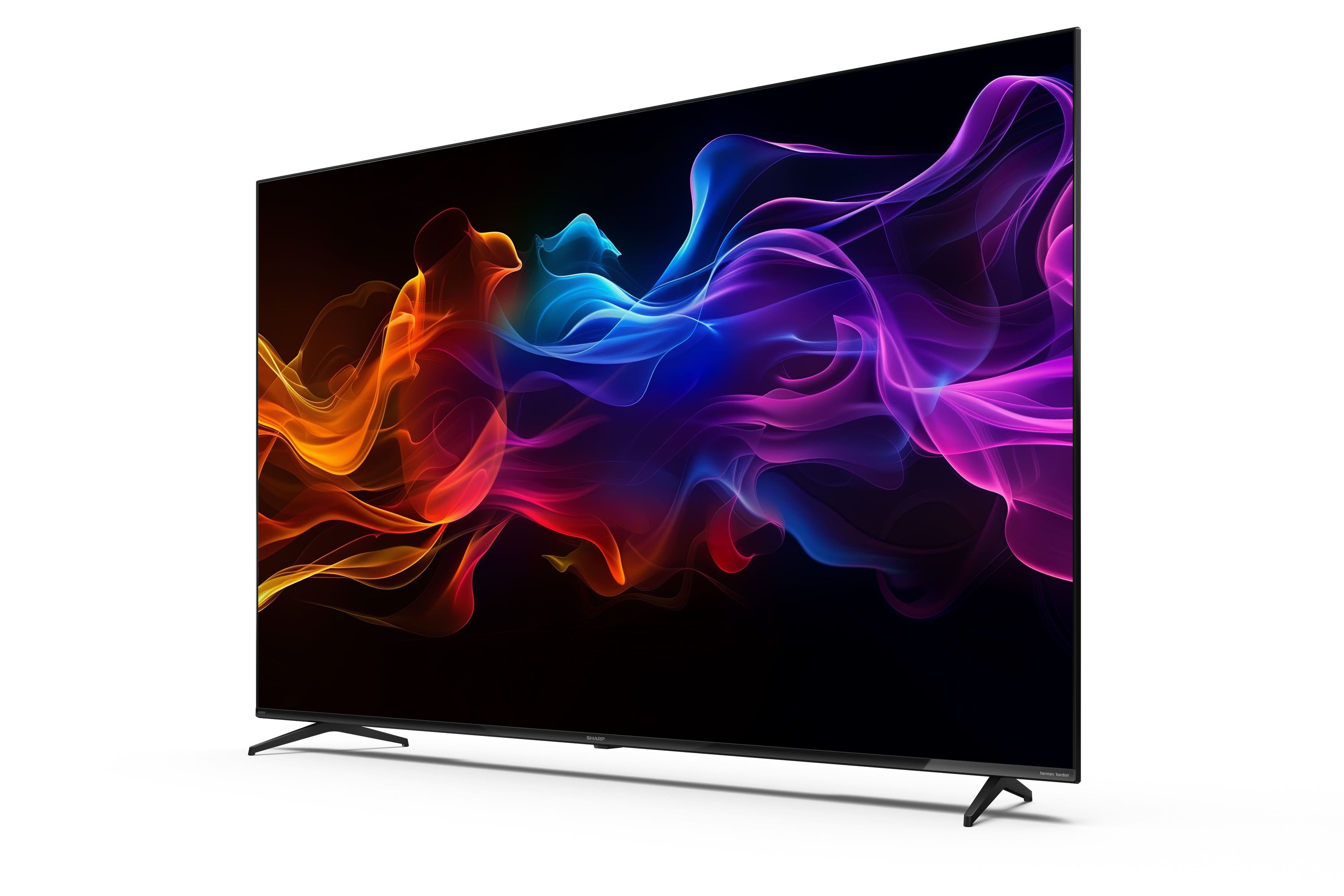 Un téléviseur moderne affichant un économiseur d'écran de fumée coloré et vibrant.