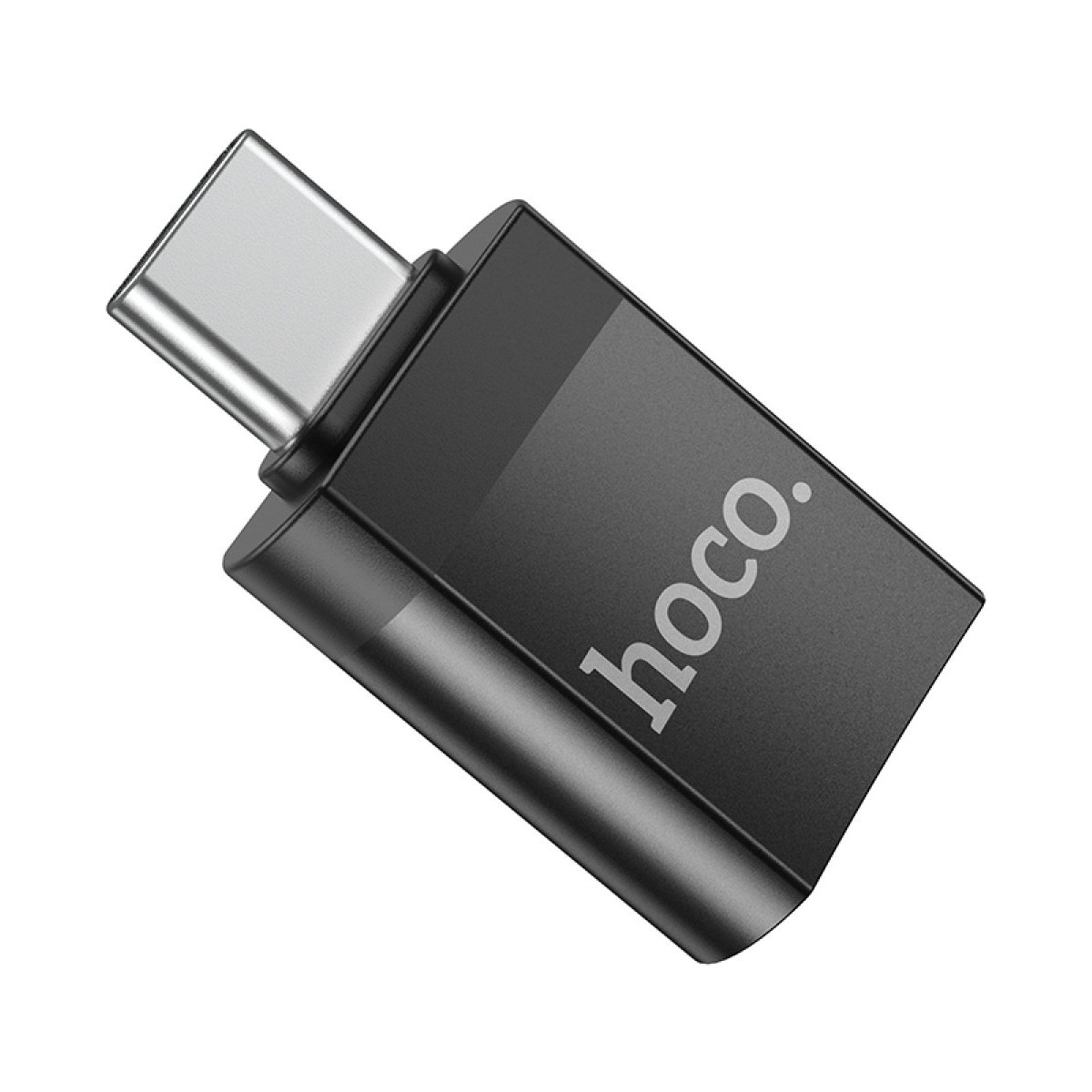 HOCO logolu siyah USB-C adaptörü.