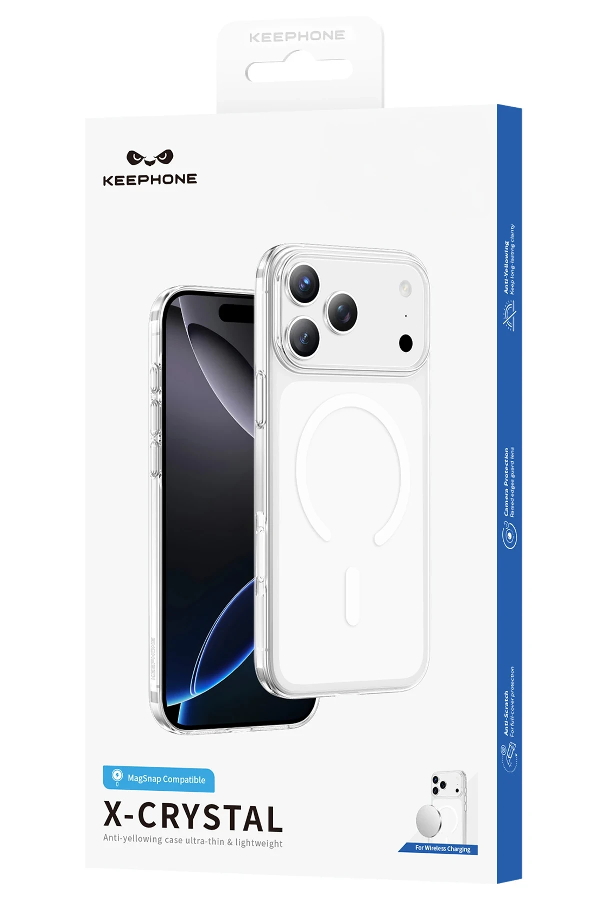 Şeffaf iPhone kılıfı, MagSnap uyumlu, X-CRYSTAL model.