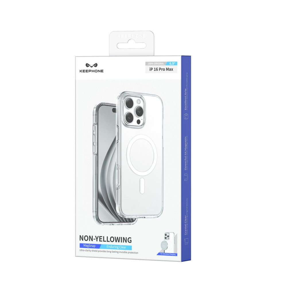 MagSnap özellikli şeffaf iPhone 16 Pro Max kılıfı ambalajı.