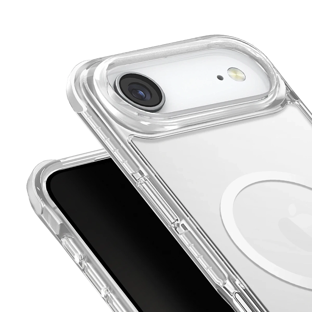 Kamera ve ekran kenarına odaklanan şeffaf telefon kılıfı.