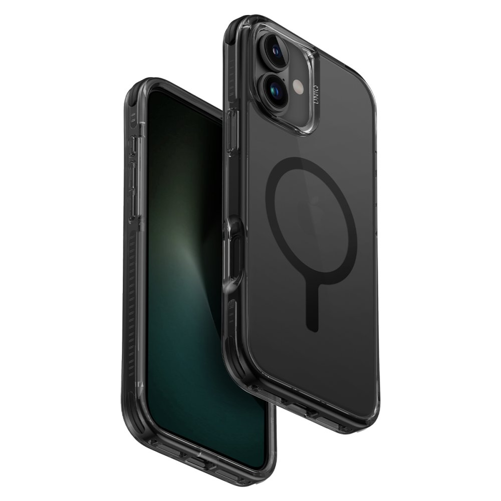 Telefon üzerinde manyetik halkalı şeffaf telefon kılıfı.