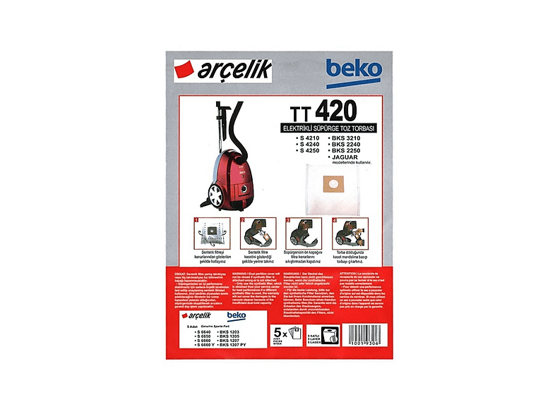 POPULER : S4210-s4240-s4250 Uyumlu  Bez Süpürge Torbası (5 Adet)