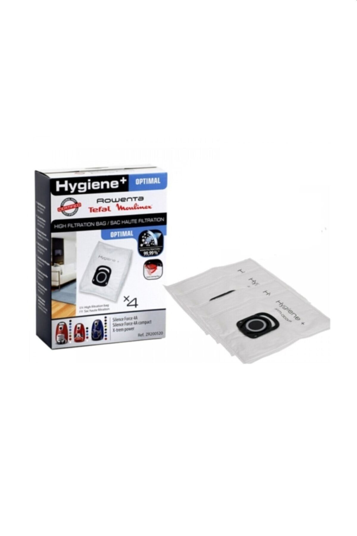 Rowenta Hygiene+ elektrikli süpürge torbaları, yüksek filtrasyon, dörtlü paket.