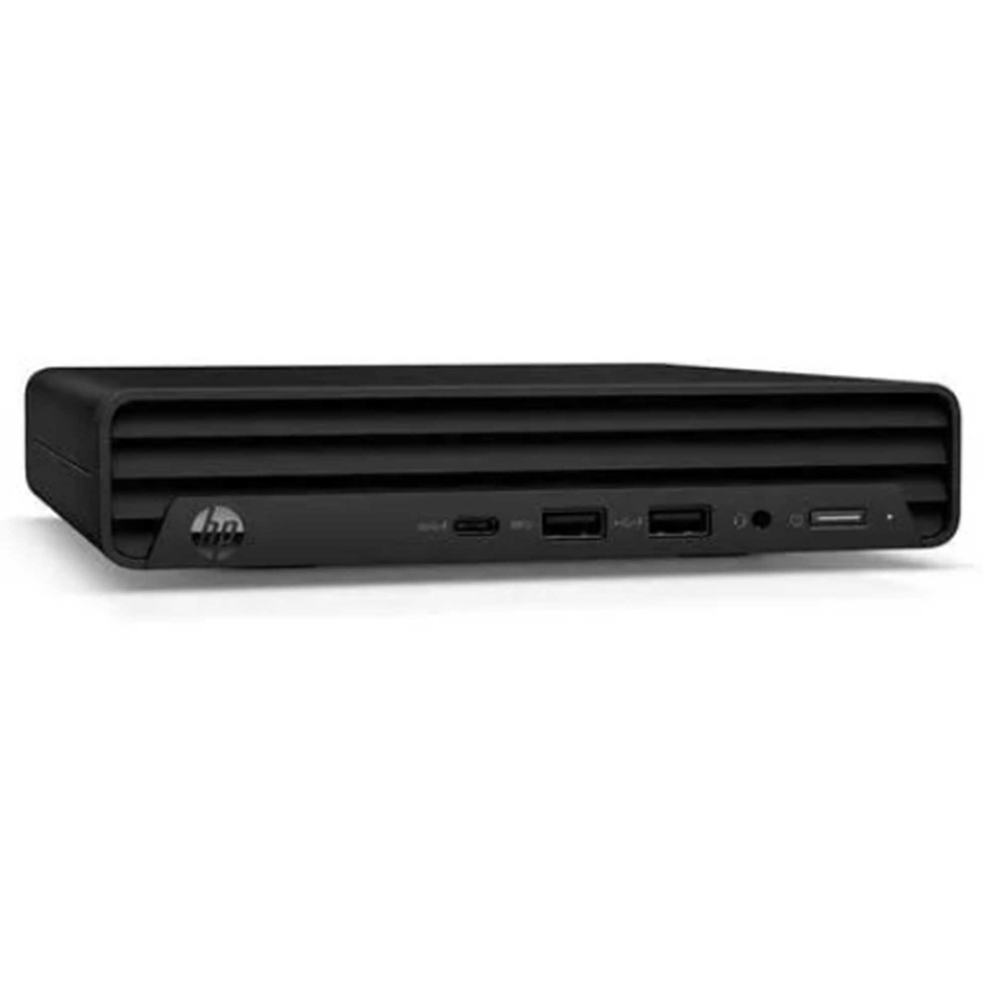 Ön portlu siyah HP mini PC.