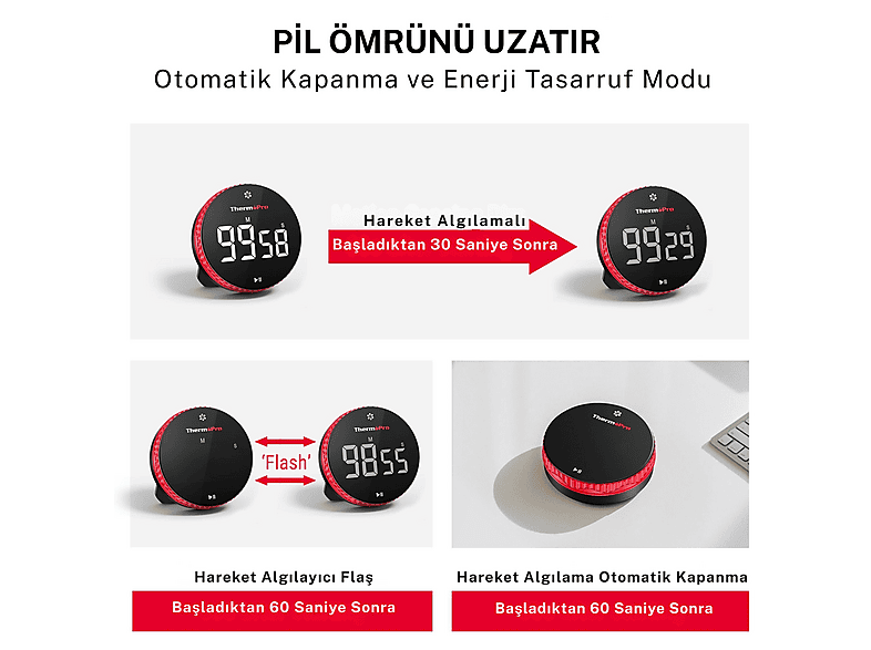 黒マント様 未使用 HOLMENKOL SUPER PRO PLUS THERMOPRO TM04 Akıllı Dijital Mıknatıslı Ledli Alarmlı 100dk